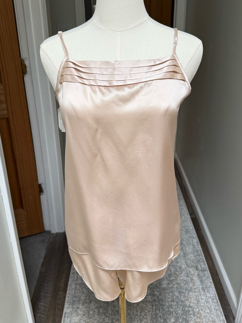 Ginia silk cami and shorts in nude dawn color
